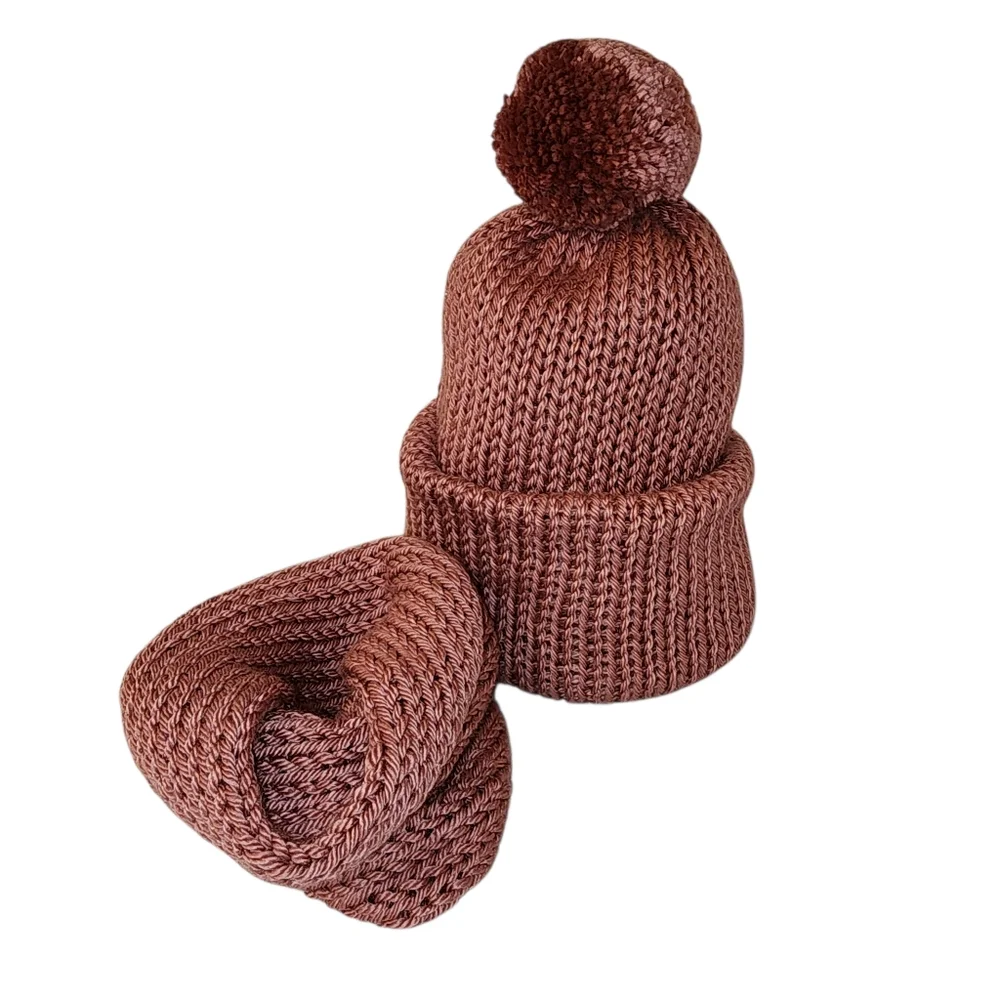 Knit Dog Scarf and Human Hat - Matching Set - Hand Knit Handmade - One Pom